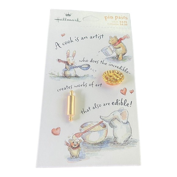 Hallmark Pin Pairs; A Cook is an Artist Vintage Set of Pins Card is Un-Punched - Picture 1 of 4